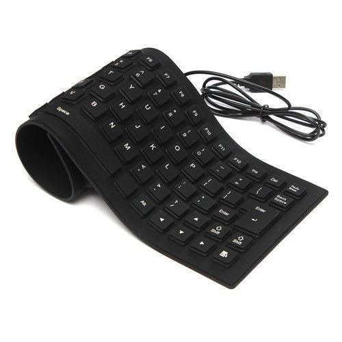 Flexible Wired Keyboard | Rollable Silicone Design | Waterproof & Dustproof | Quiet Typing | Portable & Durable | Plug & Play USB | Black/Blue/Transparent