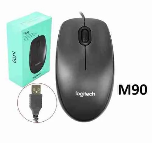 Logitech M90 Wired Optical Mouse | Ergonomic Contoured Design | High-Precision Optical Sensor | 800–1000 DPI | Durable Build | Plug & Play USB Connectivity