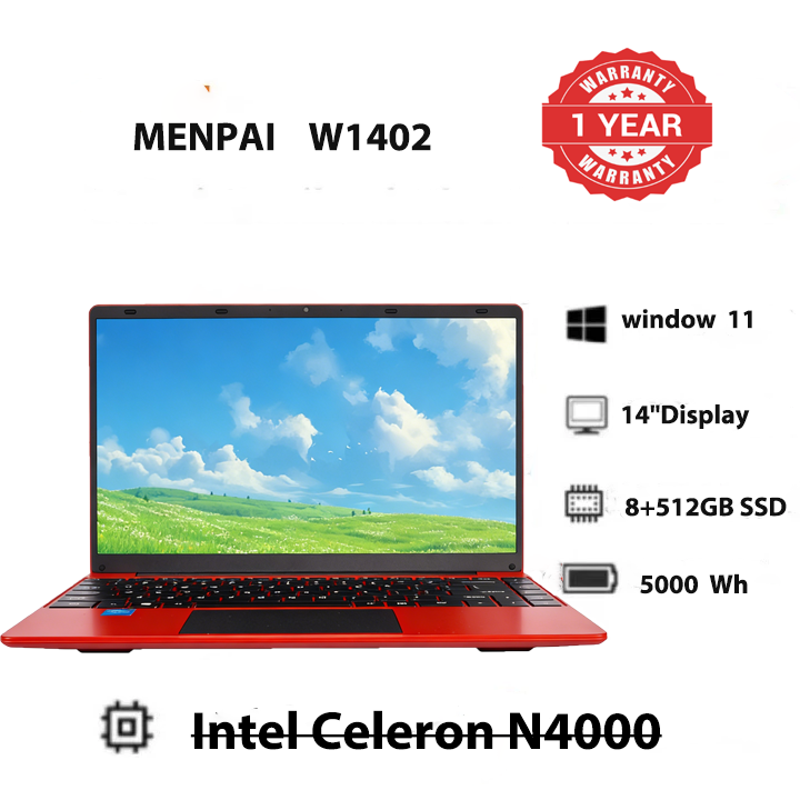 Brand New MENPAI Intel Celeron N4000  8GB RAM + 512GB SSD 14inch LED HD screen   Windows 11 System Laptops Computers