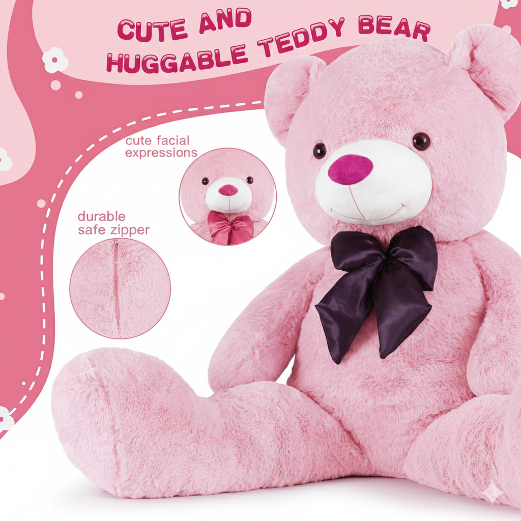 180cm Giant Plush Teddy Bear – Extra Large Ultra-Soft Stuffed Toy for Kids, Lovers, Gifts & Home Decor
