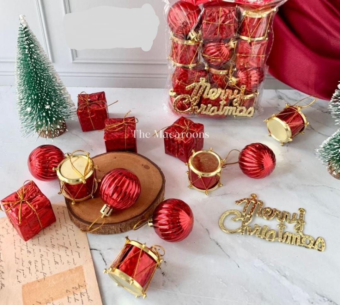 Price Reduce!!🤶 13pc Red Christmas Tree Decorations Set 🎄 | Ornaments & Holiday Decor | Mix & Match Designs 🎁✨ Perfect for Home & Party Tree 🎅🔥