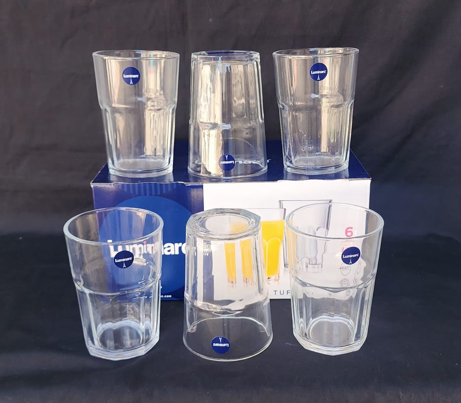 Pyramid Textured Glass Tumbler 300ml – Premium Clear Drinking Glass Cup for Water, Juice & Cocktails 🥂✨ (ICO–300TW)