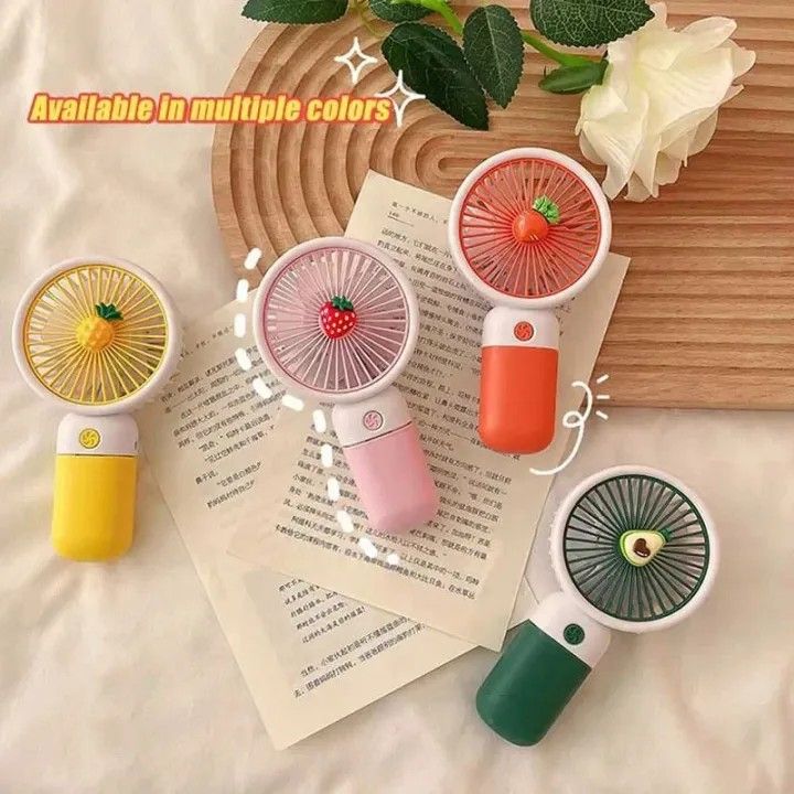 🍉 Cute Fruit Mini Hand Fan with Phone Holder 🎐 – USB Rechargeable Portable Handheld Fan for Students, Summer Outdoor Cooler 🌞🌀