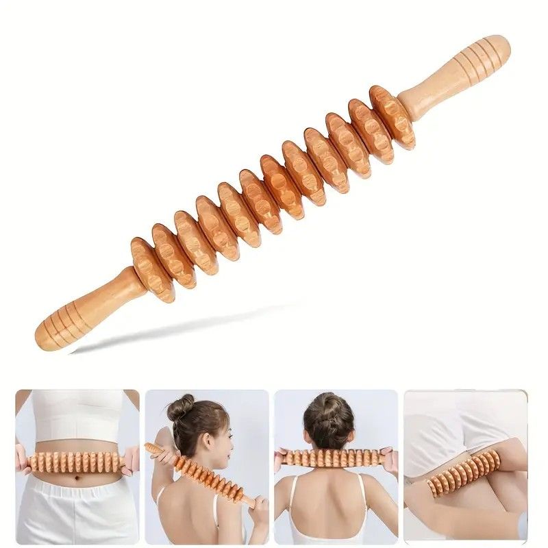 🌳 Wood Therapy Massage Tool – Beech Wood Rolling Pin Stick for Back, Neck, Tendon Relief & Gugurelax Deep Tissue Point Therapy 💆‍♂️✨