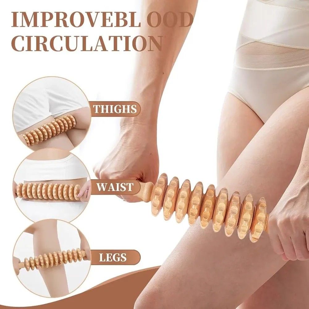 🌳 Wood Therapy Massage Tool – Beech Wood Rolling Pin Stick for Back, Neck, Tendon Relief & Gugurelax Deep Tissue Point Therapy 💆‍♂️✨