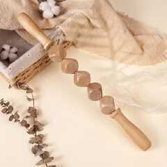 Wooden 6-Cube Massage Roller Stick 🌿✨ | Lymphatic Drainage Body Sculpting Tool | Muscle Pain Relief Wooden Massager