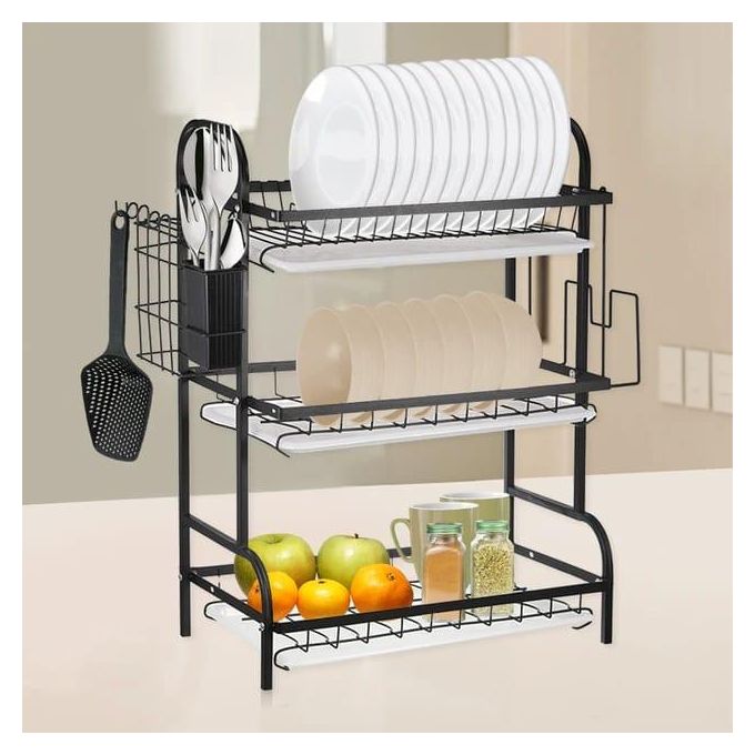 New arrival ♥️ 🫘3-Tier All-in-1 Bowl Rack Dish Drainer 🍽️✨ | Black Metallic Kitchen Organizer | Plates, Bowls & Utensils | Say goodbye to countertop clutter and hello to a  tidy and stylish space