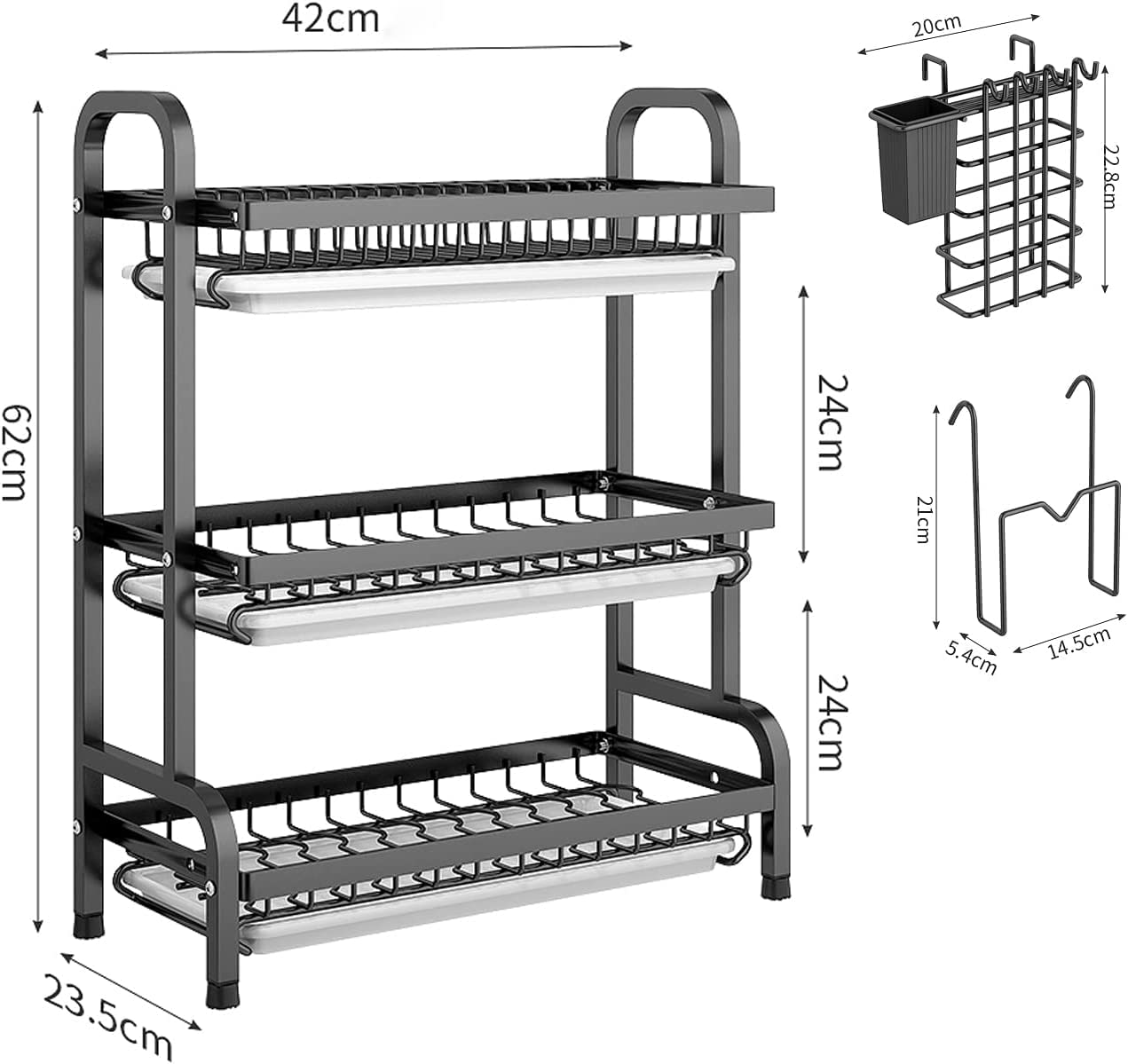 New arrival ♥️ 🫘3-Tier All-in-1 Bowl Rack Dish Drainer 🍽️✨ | Black Metallic Kitchen Organizer | Plates, Bowls & Utensils | Say goodbye to countertop clutter and hello to a  tidy and stylish space