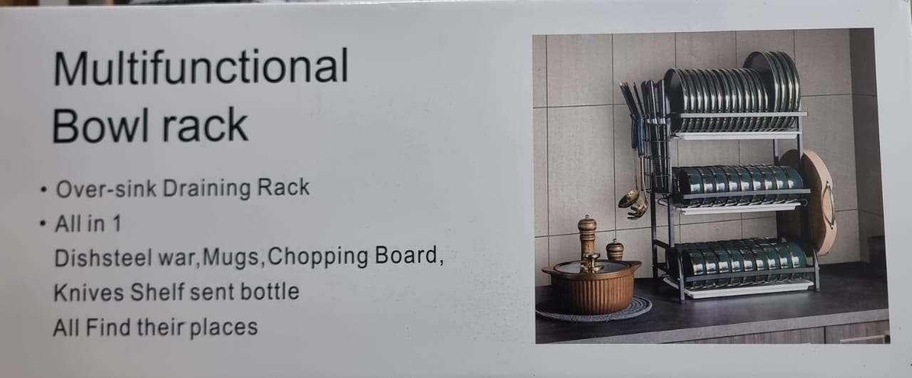 New arrival ♥️ 🫘3-Tier All-in-1 Bowl Rack Dish Drainer 🍽️✨ | Black Metallic Kitchen Organizer | Plates, Bowls & Utensils | Say goodbye to countertop clutter and hello to a  tidy and stylish space