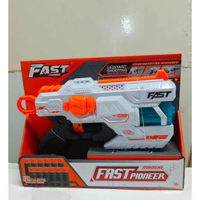 🟢 Pioneer Manual Nerf Gun.is a kid-friendly, safe-shooting toy blaster designed for exciting indoor and outdoor play. Built with durable, lightweight ABS plastic, it offers smooth manual operation