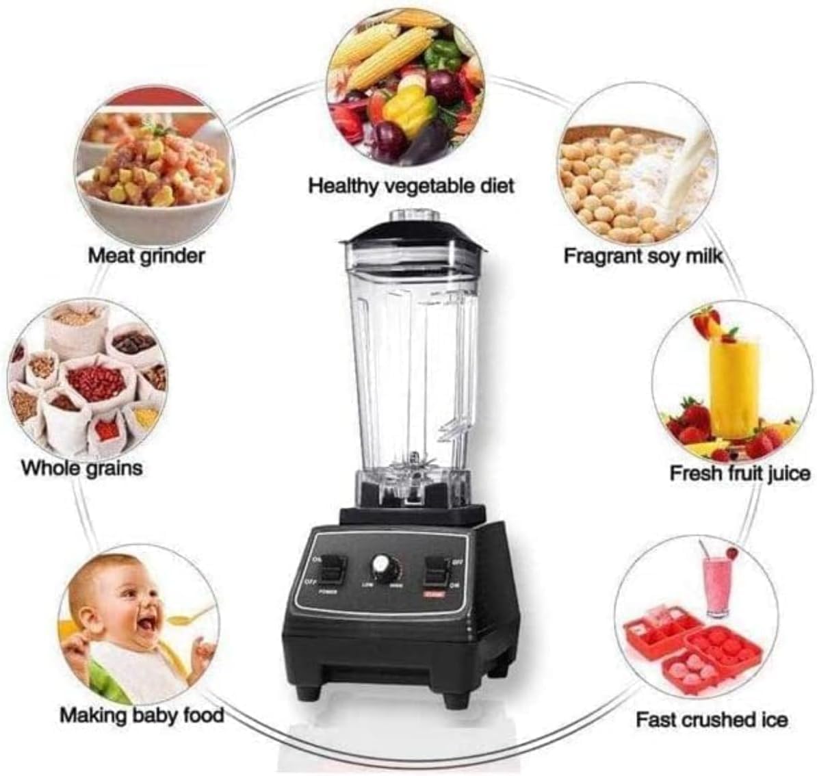 4500W Commercial Blender & Juicer – Heavy-Duty 2-in-1 Mixer with 2 Jars, Stainless Steel Blades, Dishwasher Safe – SC-1589 Smoothie Maker, Grinder & Fruit Processor