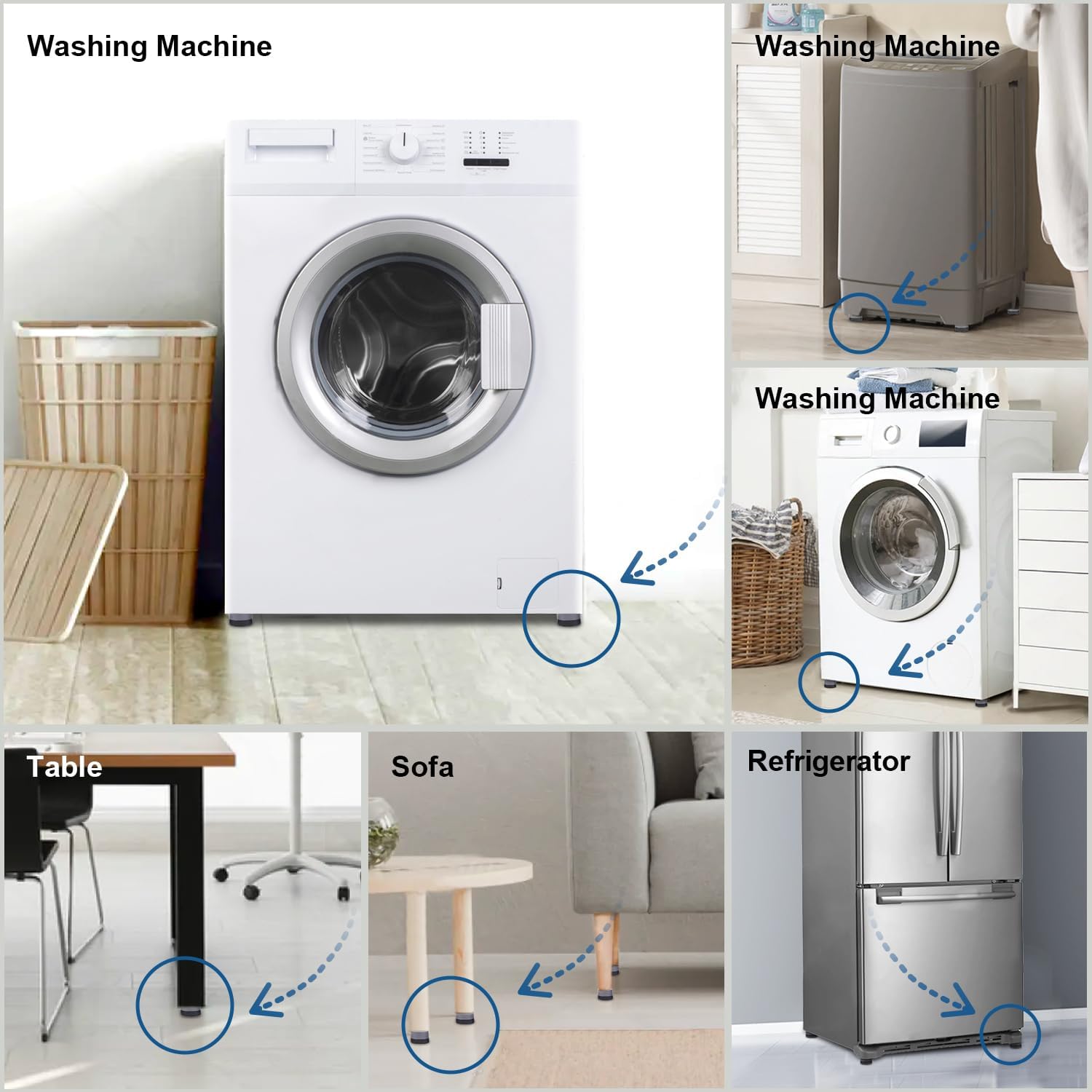 4PCS Washing Machine Feet Pads, Anti Vibration Mat,Rubber Feet Pad, Anti-slip Pad, Shock Absorber, Non-slip Fixed Anti-deviation, Used for Dryer, Washing Machine, Dishwasher (Gray)