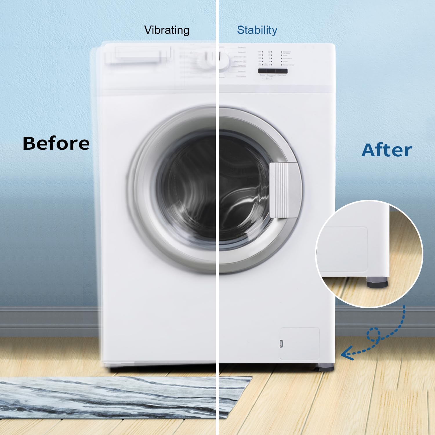 4PCS Washing Machine Feet Pads, Anti Vibration Mat,Rubber Feet Pad, Anti-slip Pad, Shock Absorber, Non-slip Fixed Anti-deviation, Used for Dryer, Washing Machine, Dishwasher (Gray)