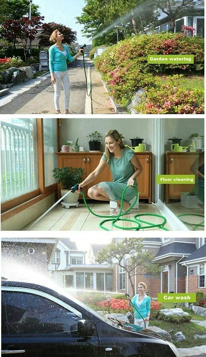 Flexible Garden Water Hose Wash Pipe Retractable Watering Expandable Hoses Sprayer Nozzle, Garden, Car Wash, Floor Clean Spray Gun to Watering Washing Cars