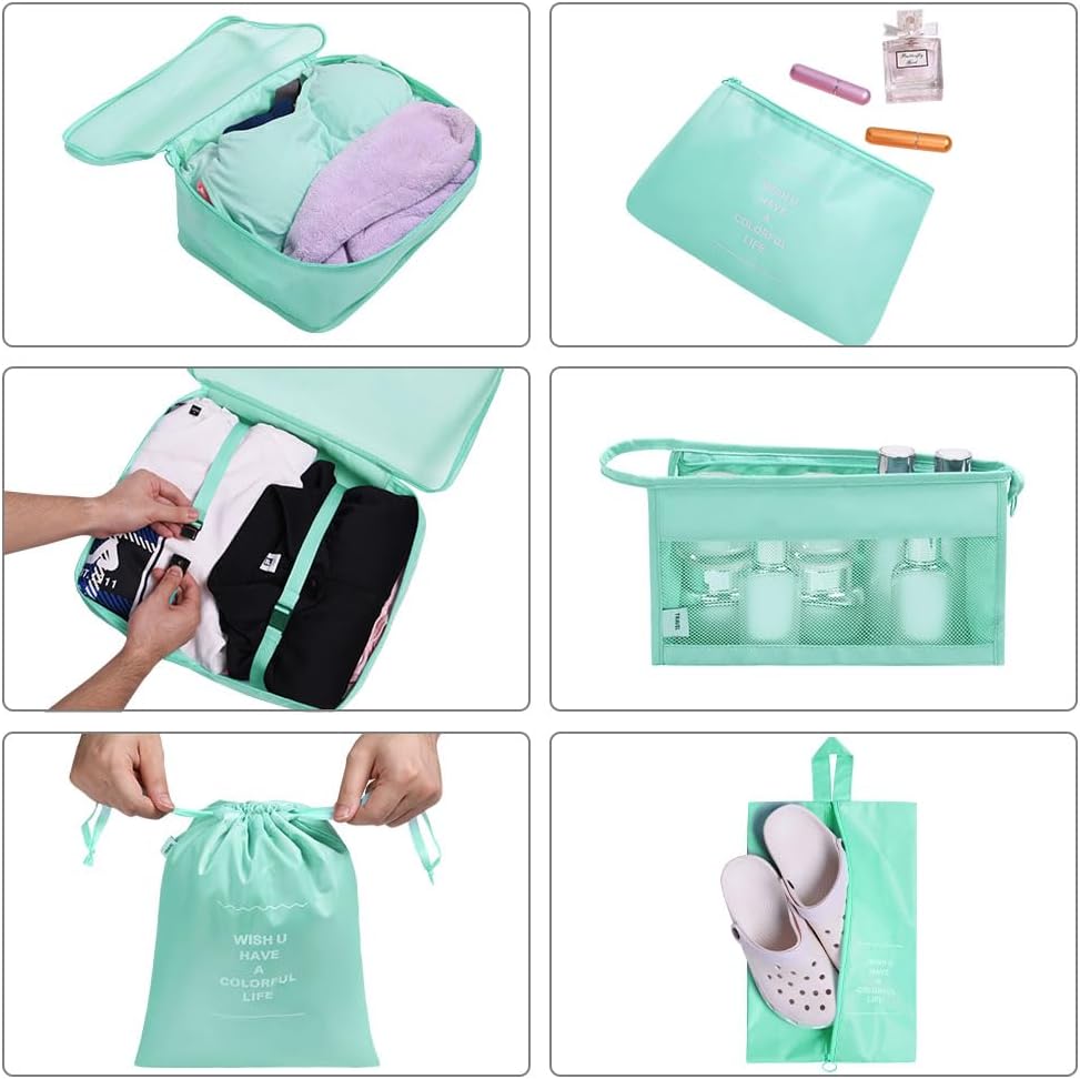 Packing Cubes for Suitcase, 8PCS Thickening Travel Organizer Packing Bags Lightweight Travel Accessories Organizers Essentials Clothes Shoes Cosmetics Toiletries Storage Bags