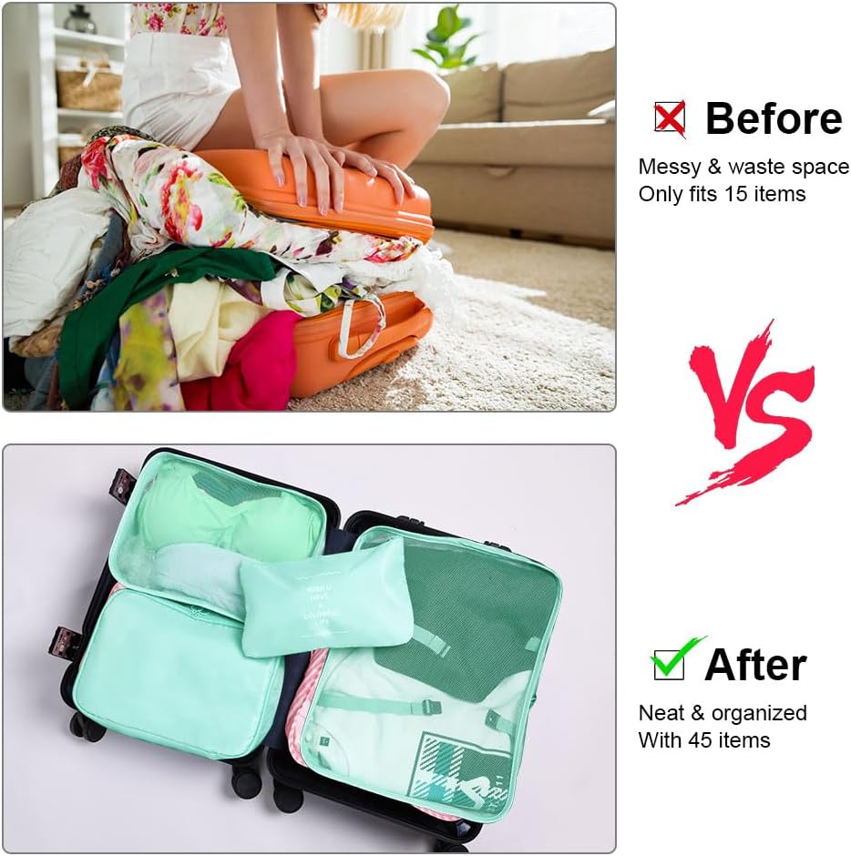 Packing Cubes for Suitcase, 8PCS Thickening Travel Organizer Packing Bags Lightweight Travel Accessories Organizers Essentials Clothes Shoes Cosmetics Toiletries Storage Bags
