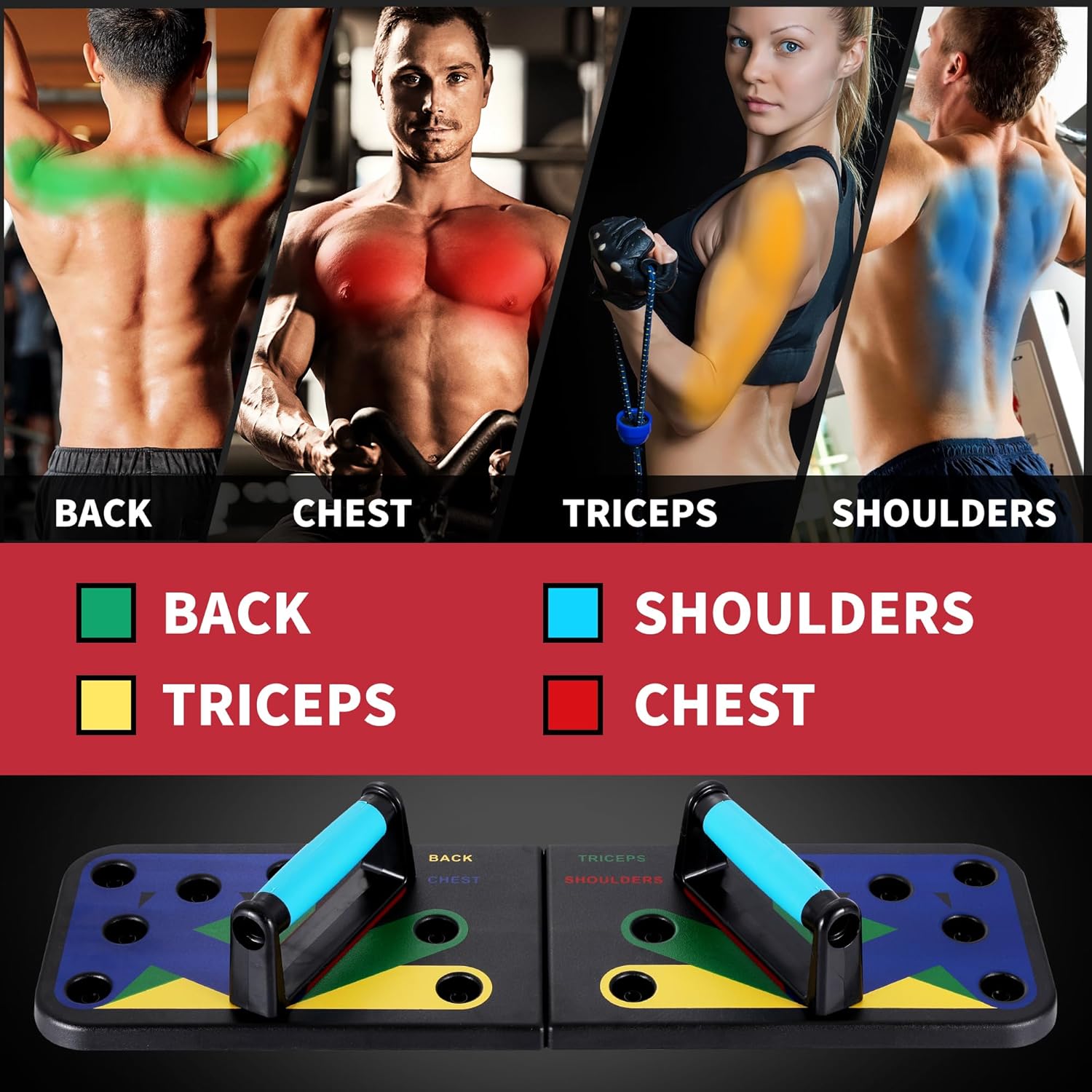 Convenient Removable Push-Up Board, Multi-Functional Bodybuilding Workout Tool, Fitness Push-Up Rack for Men and Women Home Gym Equipment, Black