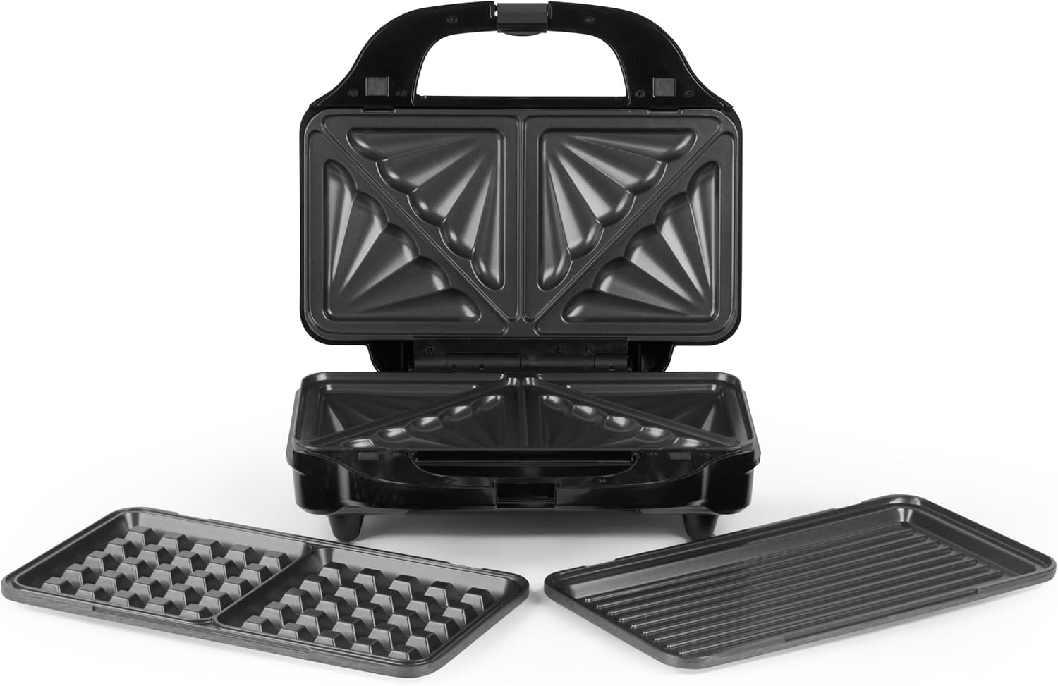 3-In-1 Snack Maker - Sandwich Toaster, Waffle Maker, Panini Press Grill, Includes Removable Extra Large Deep Fill Hot Plates, Non-Stick, 750W, Auto Temperature Control, Stay Cool Handle
