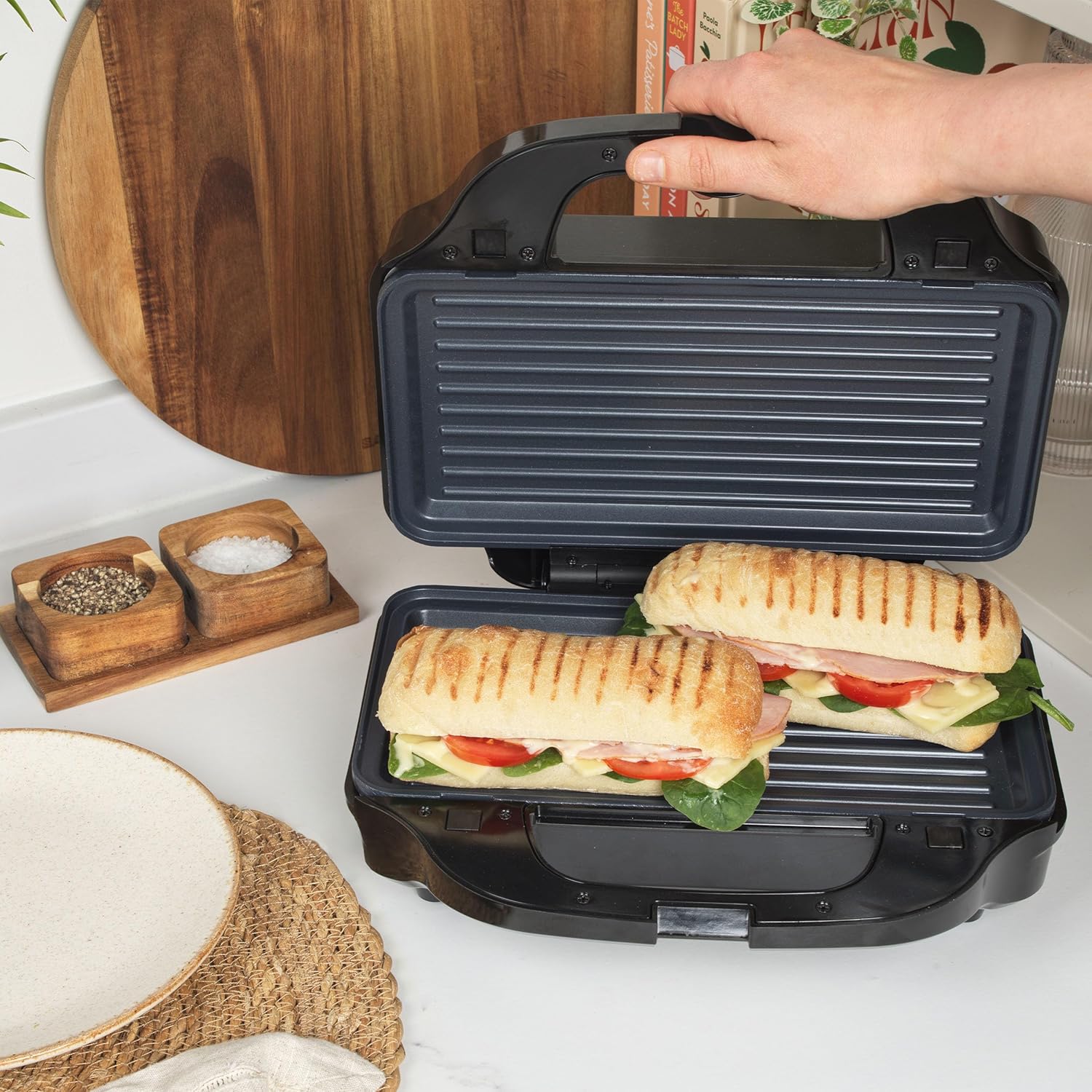 3-In-1 Snack Maker - Sandwich Toaster, Waffle Maker, Panini Press Grill, Includes Removable Extra Large Deep Fill Hot Plates, Non-Stick, 750W, Auto Temperature Control, Stay Cool Handle