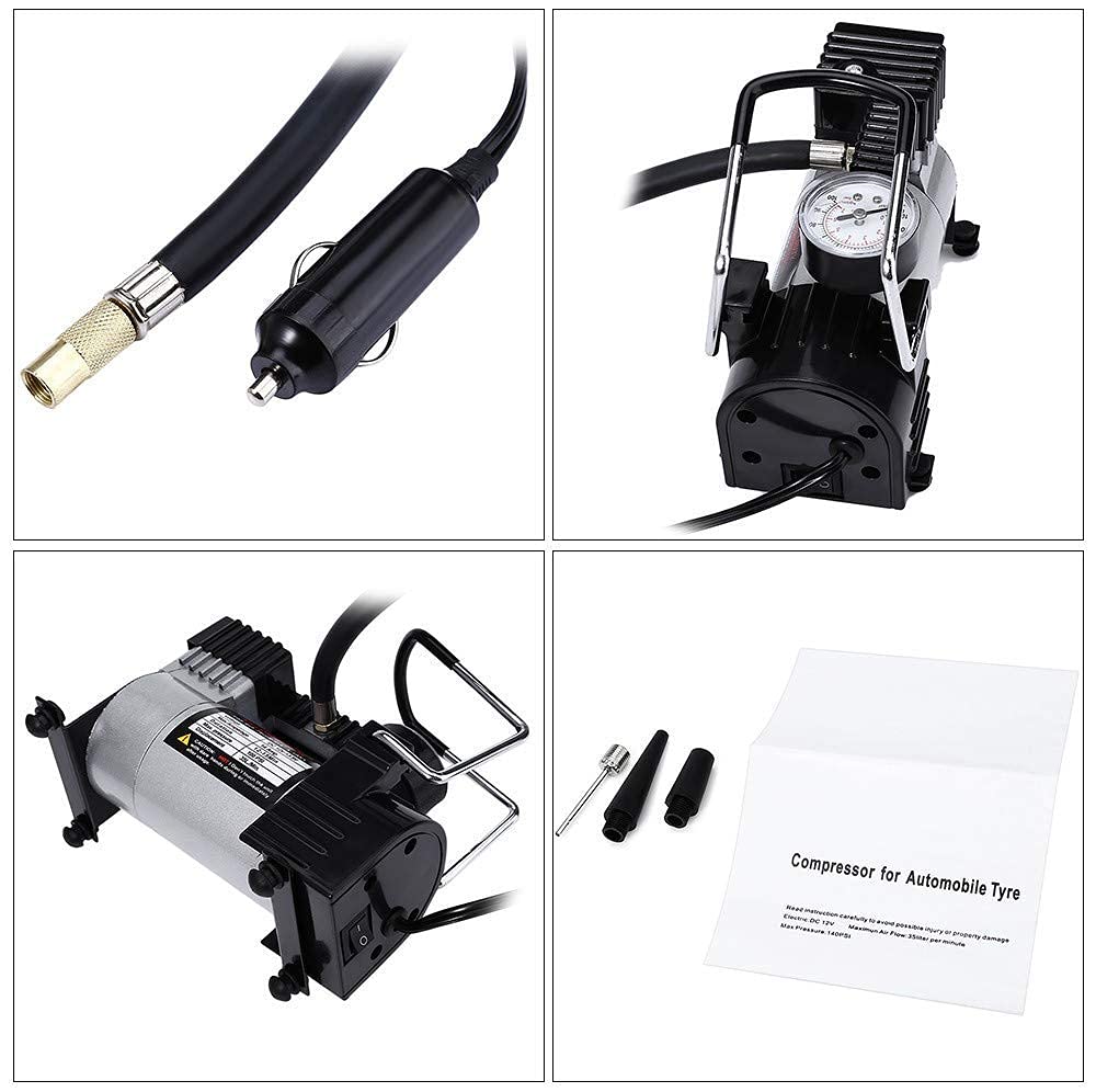 Tyre Air Inflator Pump for Car | Metal Body 12V | Single Cylinder | Electronic Car Tyre Inflator Pump Compressor M