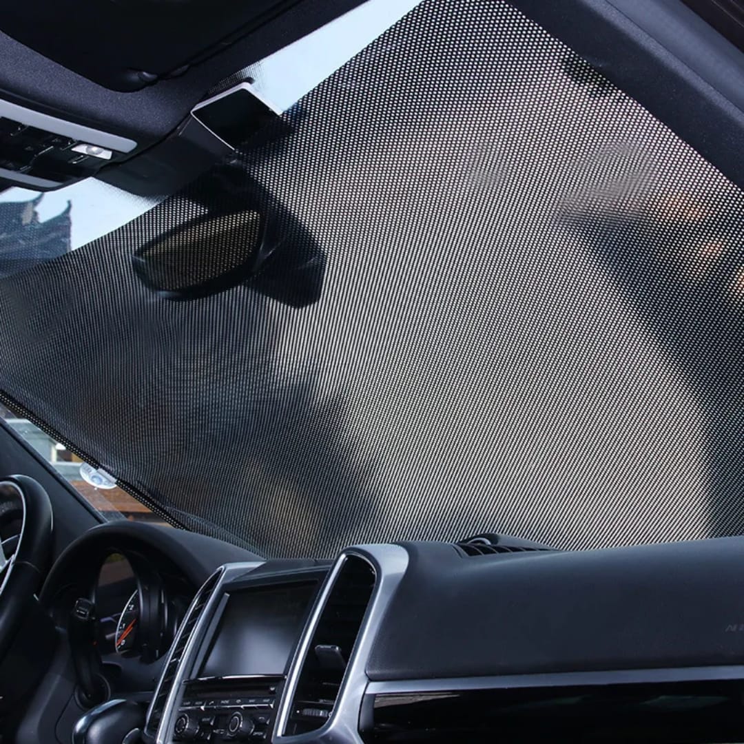 PVC Retractable Car Window Sun Shade Visor Windshield Roller Blind 125x58cm