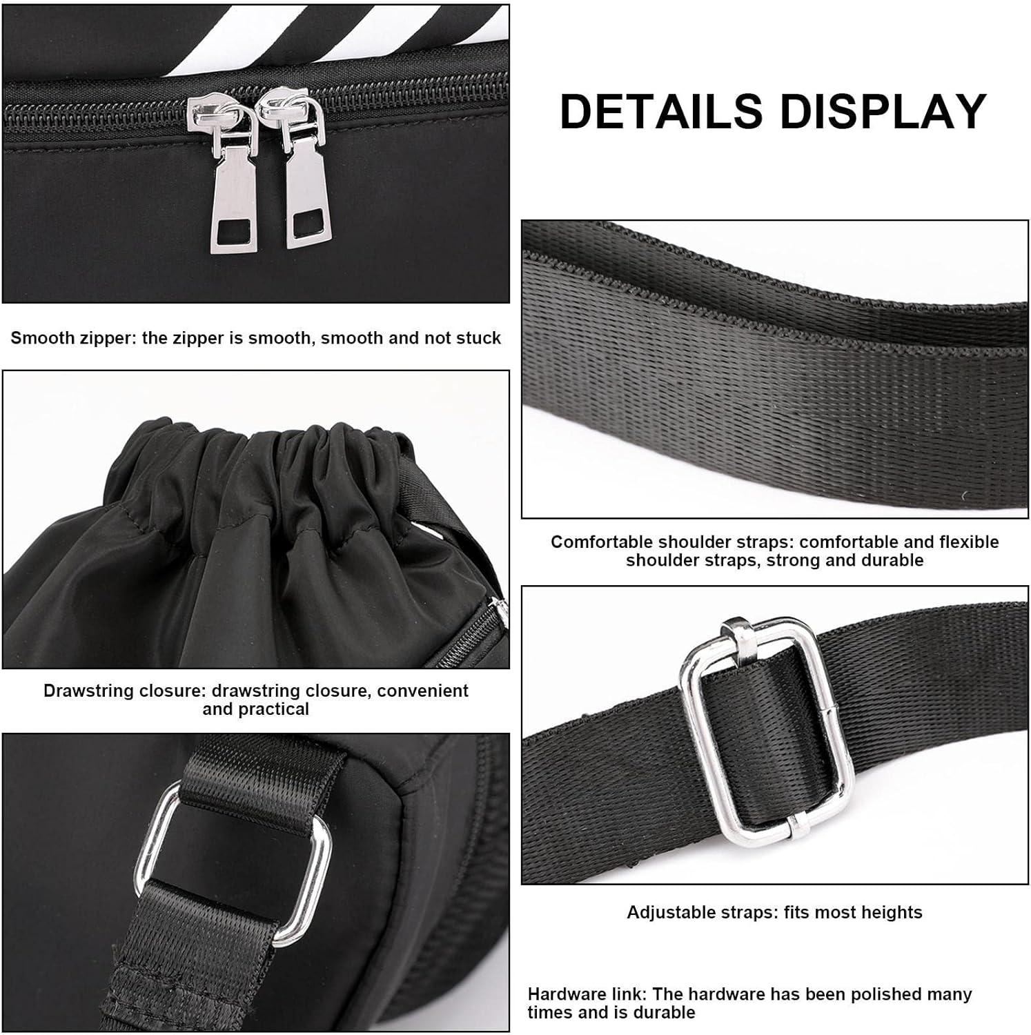 Drawstring Backpack, Sports Gym Bag, Drawstring Backpack with Shoe Compartment and Water Bottle Mesh Pocket, Sports Gym Sack pack Water Resistant String Bag for Women Men Children