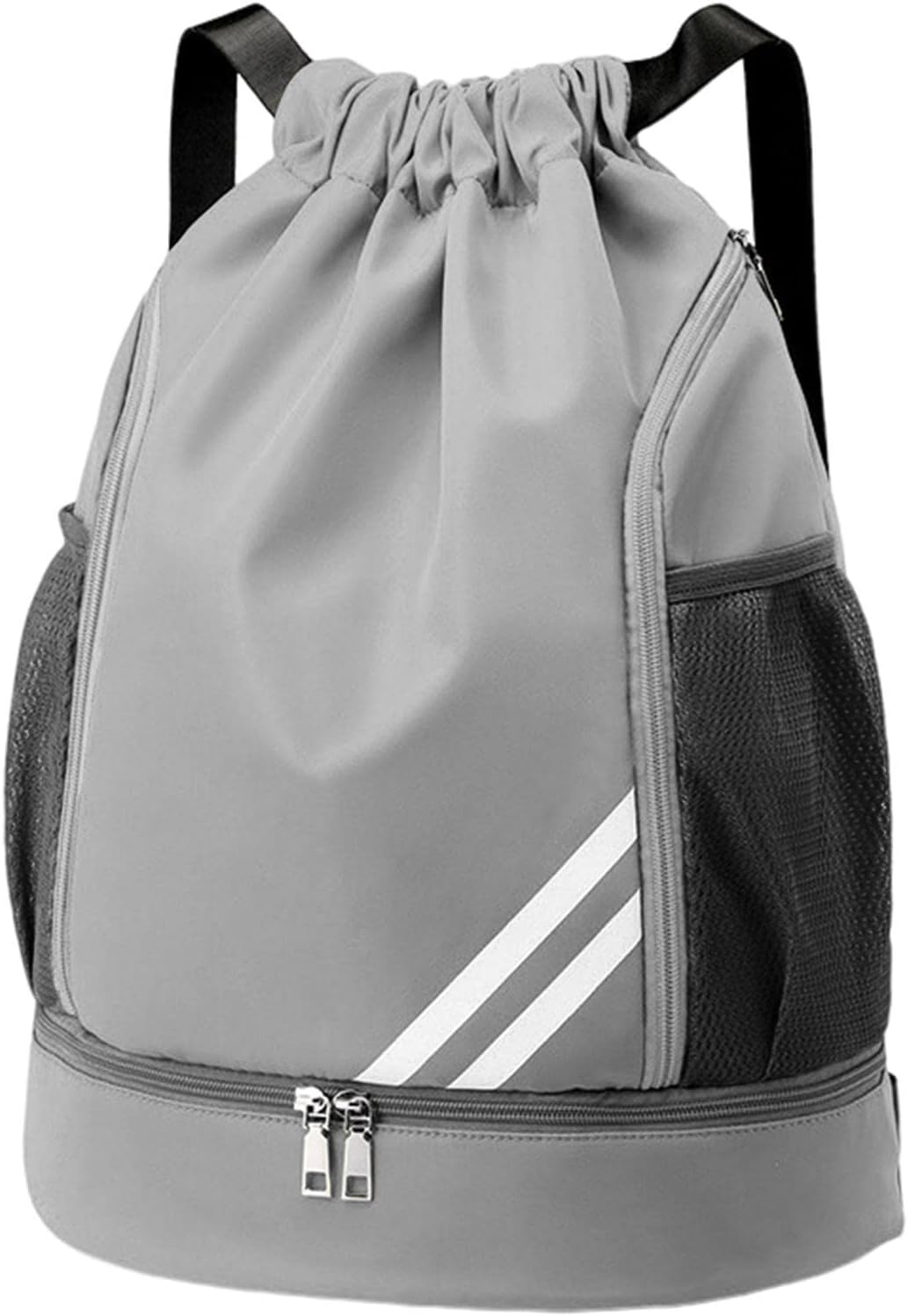 Drawstring Backpack, Sports Gym Bag, Drawstring Backpack with Shoe Compartment and Water Bottle Mesh Pocket, Sports Gym Sack pack Water Resistant String Bag for Women Men Children