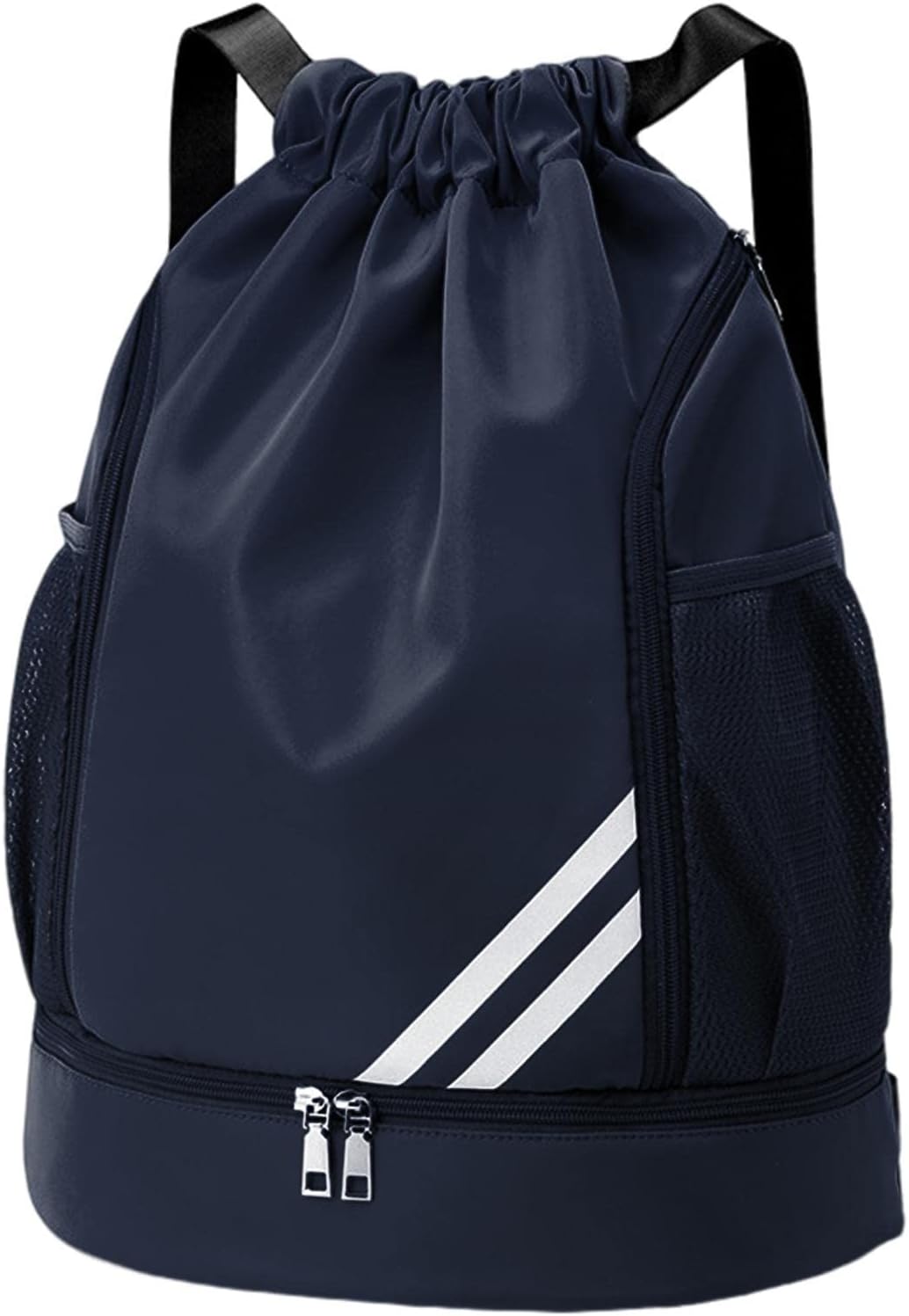 Drawstring Backpack, Sports Gym Bag, Drawstring Backpack with Shoe Compartment and Water Bottle Mesh Pocket, Sports Gym Sack pack Water Resistant String Bag for Women Men Children