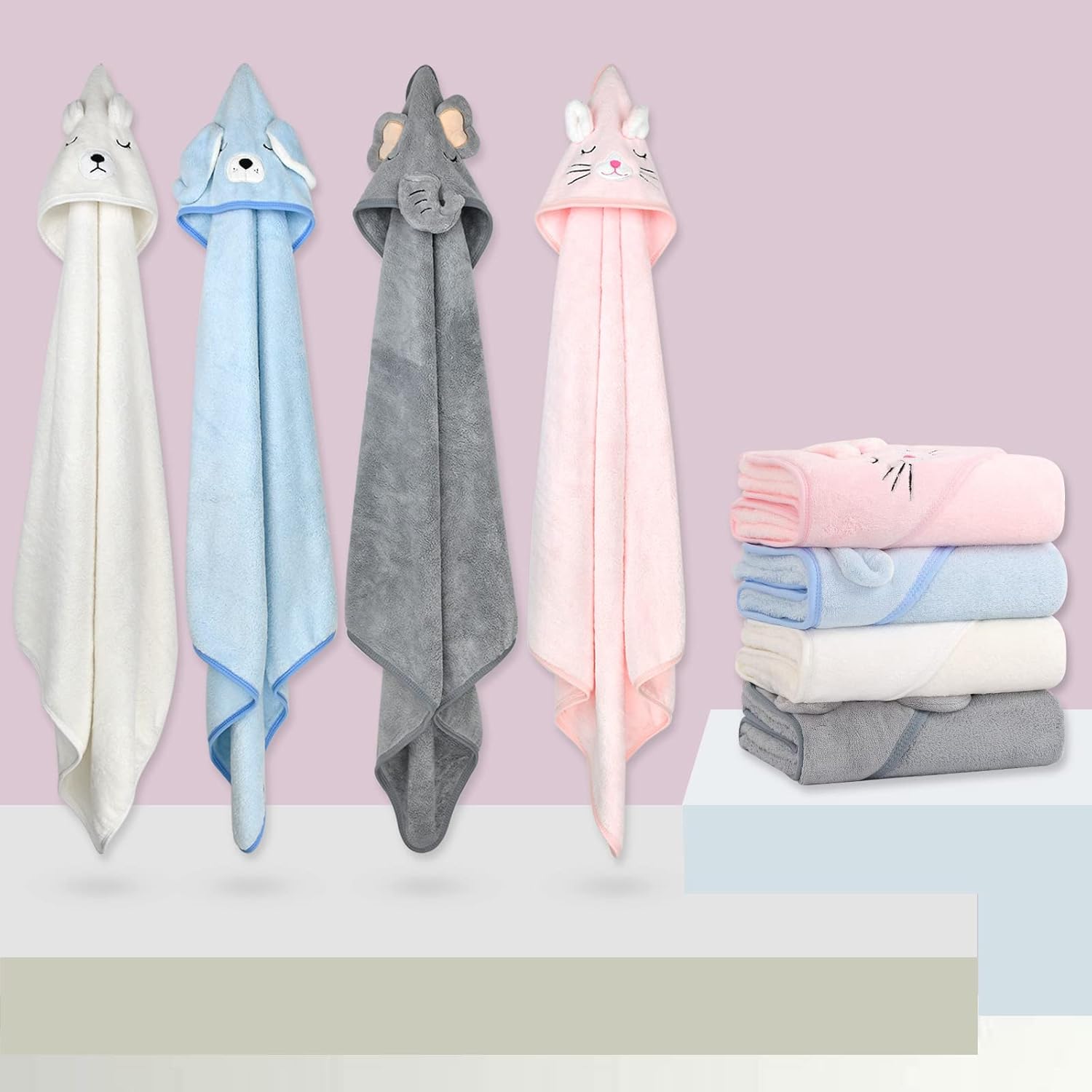 Hooded Baby Towel, Baby Bath Towel with Hood, Baby Bath Towels Wrap, Blanket for Baby, Baby Beach Towel, Hooded Bath Towels for Boy and Girl, Newborn,31.5"×31.5"