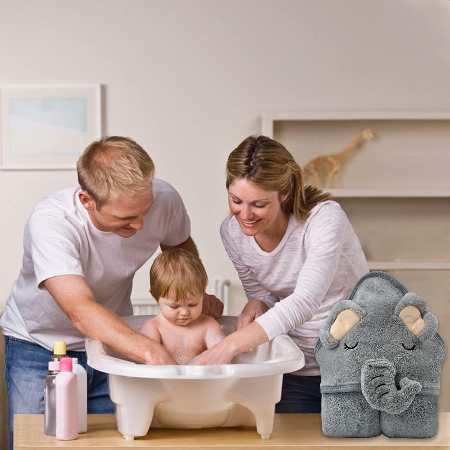 Hooded Baby Towel, Baby Bath Towel with Hood, Baby Bath Towels Wrap, Blanket for Baby, Baby Beach Towel, Hooded Bath Towels for Boy and Girl, Newborn,31.5"×31.5"