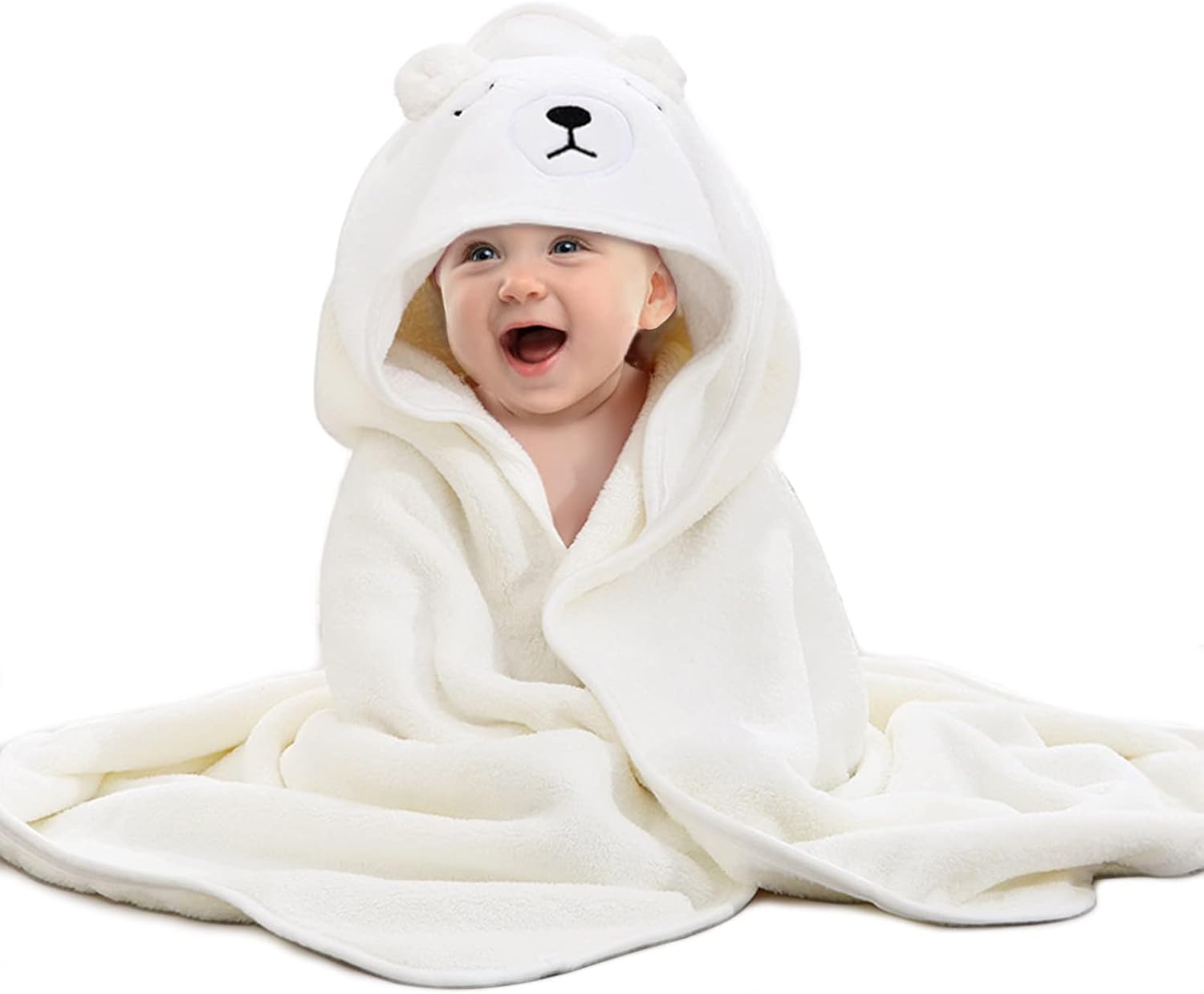 Hooded Baby Towel, Baby Bath Towel with Hood, Baby Bath Towels Wrap, Blanket for Baby, Baby Beach Towel, Hooded Bath Towels for Boy and Girl, Newborn,31.5"×31.5"