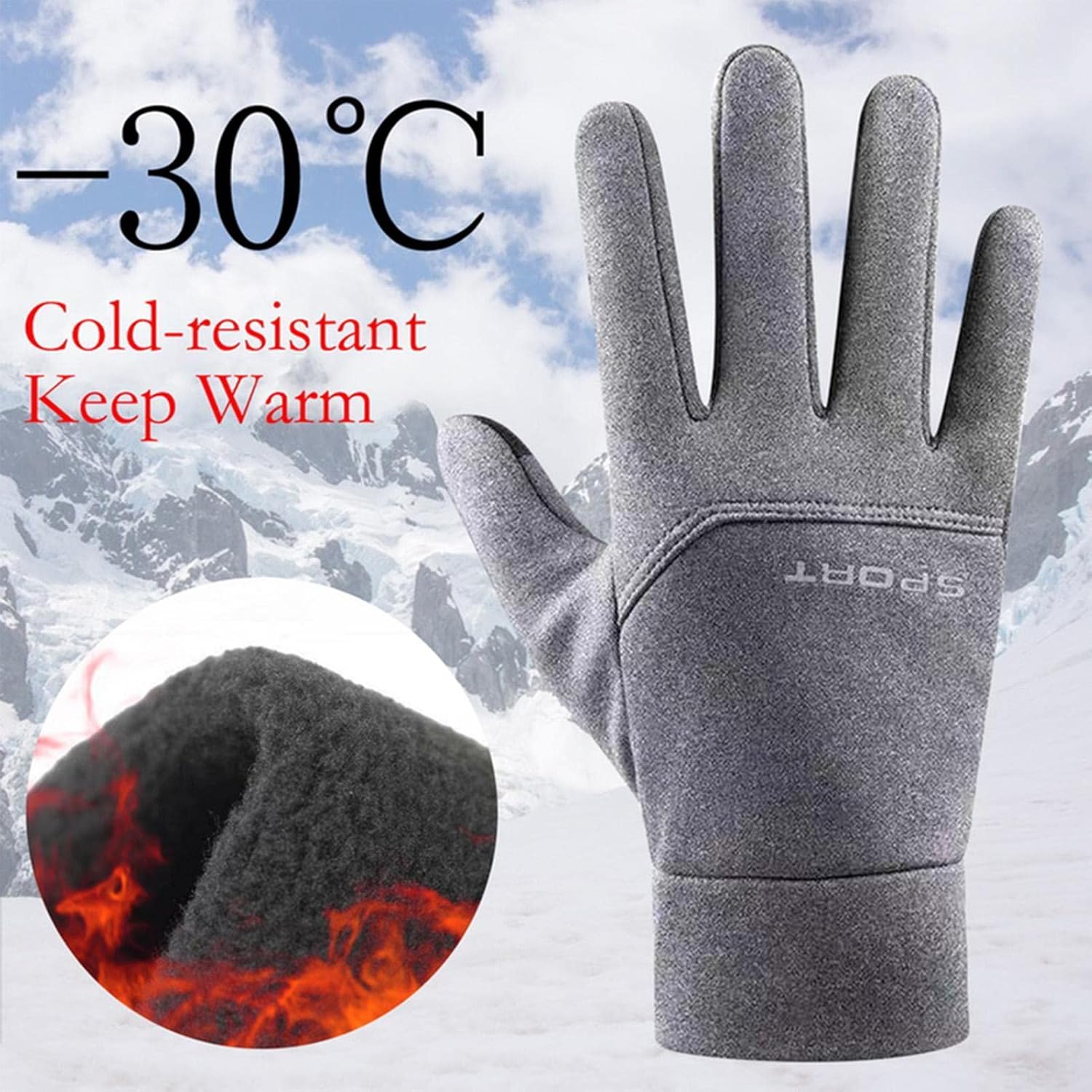 All Finger Gaming Gloves, Winter Warm Gloves Zipper Men Women Touchscreen, Water Resistant Texting Thermal Soft Flannel Lining Winter Gloves for Running Cycling Driving Hiking
