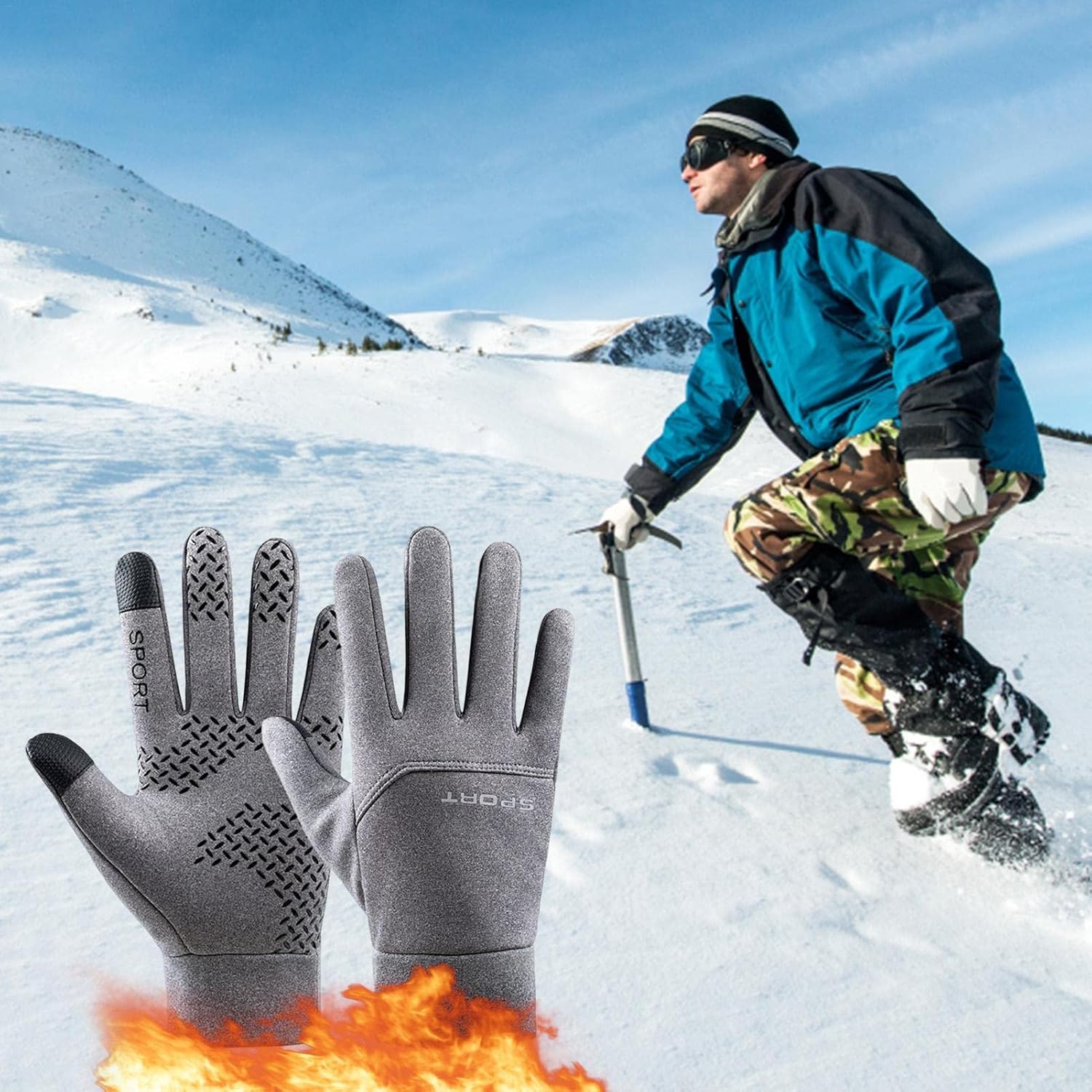 All Finger Gaming Gloves, Winter Warm Gloves Zipper Men Women Touchscreen, Water Resistant Texting Thermal Soft Flannel Lining Winter Gloves for Running Cycling Driving Hiking