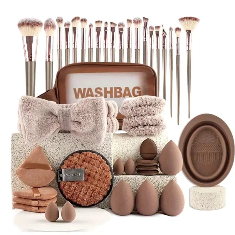 40 Pieces Makeup Tool Set, Makeup Brush Set, Full Set of Makeup Brushes Foundation Brushes Tool Set with Face Wash Tools, Portable Makeup Tools Makeup Accessories for Beginners Professionals