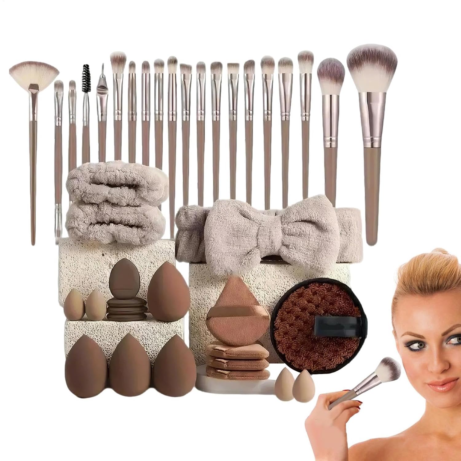 40 Pieces Makeup Tool Set, Makeup Brush Set, Full Set of Makeup Brushes Foundation Brushes Tool Set with Face Wash Tools, Portable Makeup Tools Makeup Accessories for Beginners Professionals
