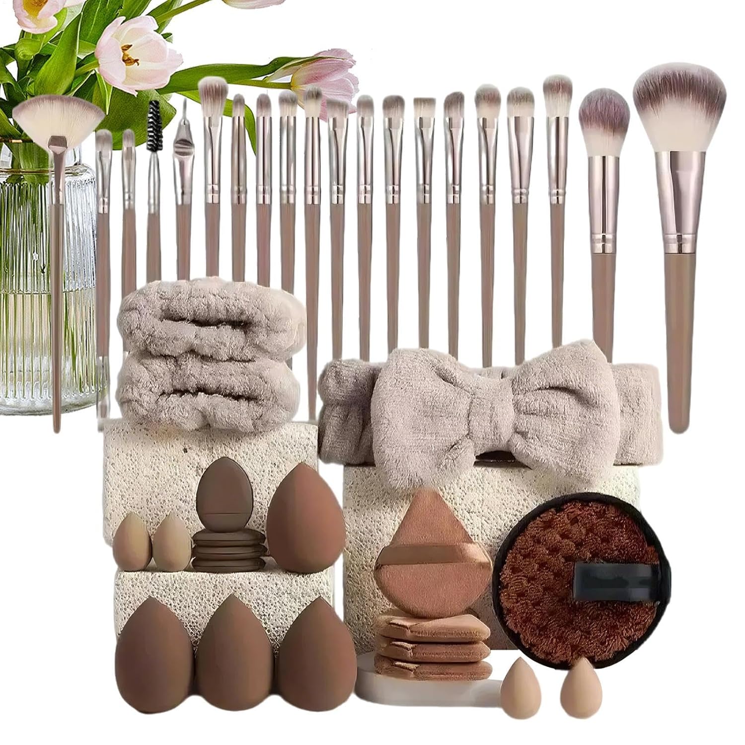40 Pieces Makeup Tool Set, Makeup Brush Set, Full Set of Makeup Brushes Foundation Brushes Tool Set with Face Wash Tools, Portable Makeup Tools Makeup Accessories for Beginners Professionals
