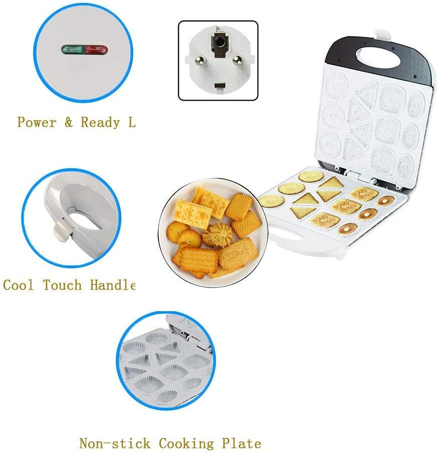 Electric Cookie Maker, Cake Snack Biscuit Machine, Non-Stick Creative Fast Breakfast for Baking, Kitchen, Pan Oven Gift