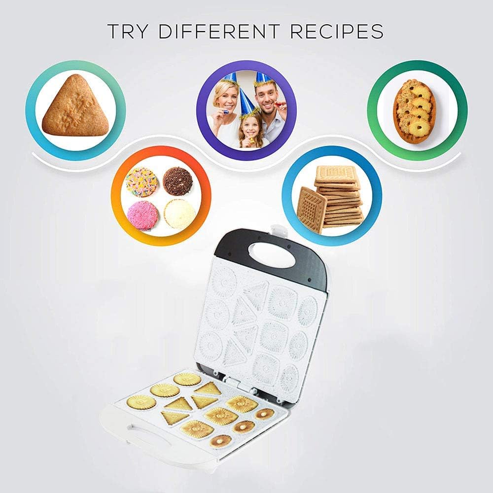 Electric Cookie Maker, Cake Snack Biscuit Machine, Non-Stick Creative Fast Breakfast for Baking, Kitchen, Pan Oven Gift