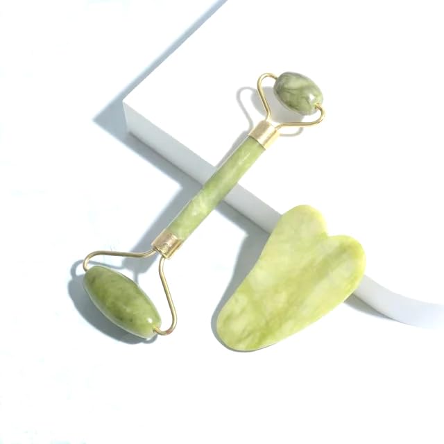 Stone and Jade Roller Natural Face Facial Massage Roller for Women Face Shaper Jade Face Roller for Natural Glowing Skin & Improves Skin care Facial Massage Reduces Eye Puffiness