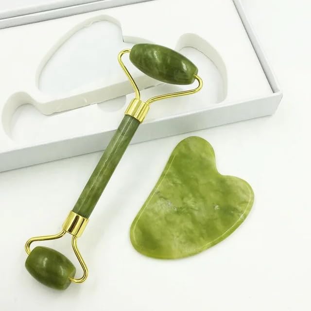 Stone and Jade Roller Natural Face Facial Massage Roller for Women Face Shaper Jade Face Roller for Natural Glowing Skin & Improves Skin care Facial Massage Reduces Eye Puffiness
