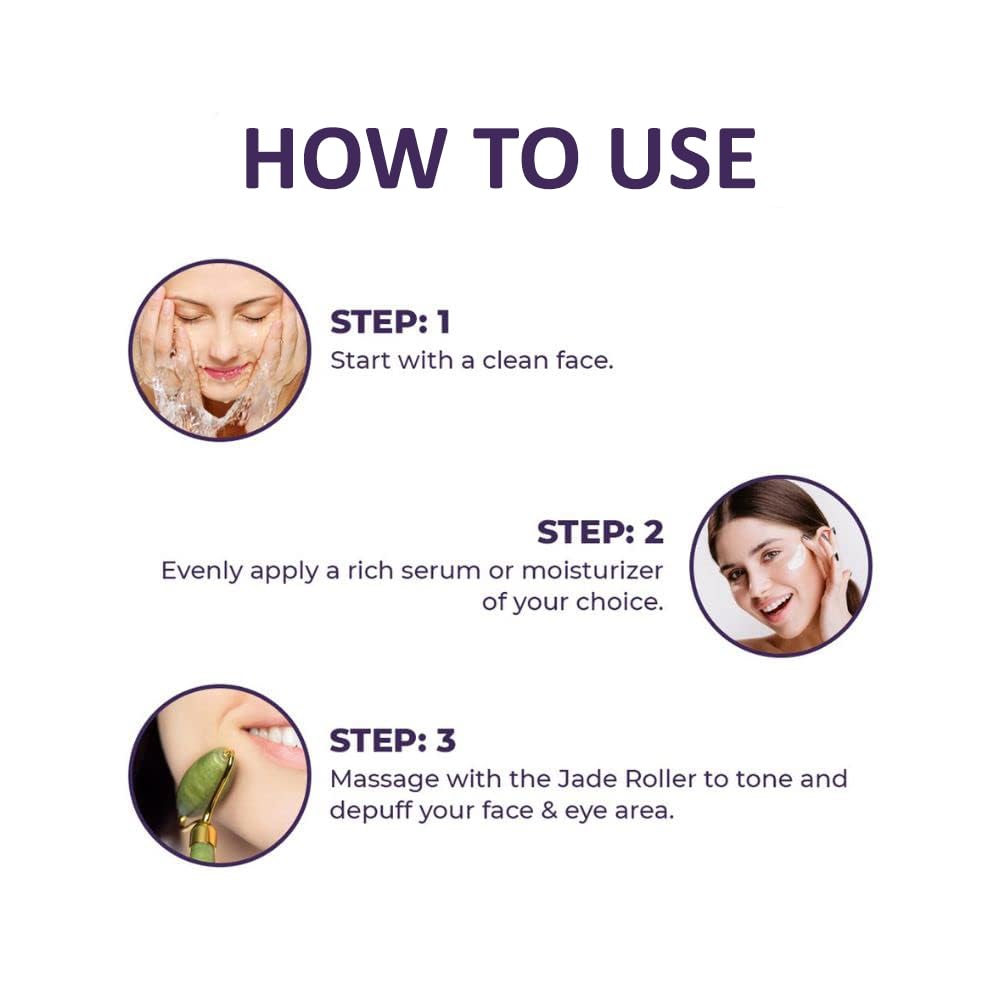 Stone and Jade Roller Natural Face Facial Massage Roller for Women Face Shaper Jade Face Roller for Natural Glowing Skin & Improves Skin care Facial Massage Reduces Eye Puffiness