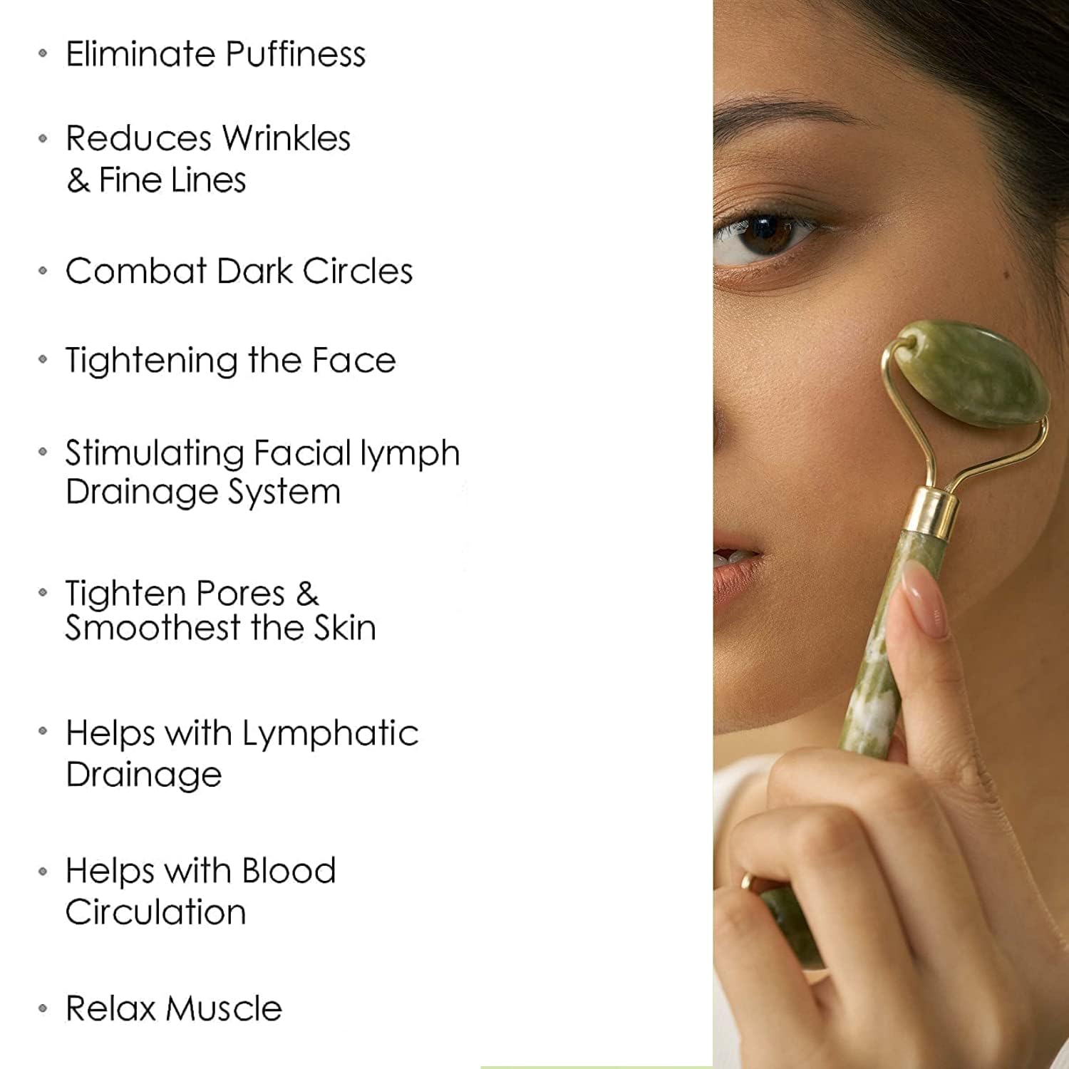 Stone and Jade Roller Natural Face Facial Massage Roller for Women Face Shaper Jade Face Roller for Natural Glowing Skin & Improves Skin care Facial Massage Reduces Eye Puffiness
