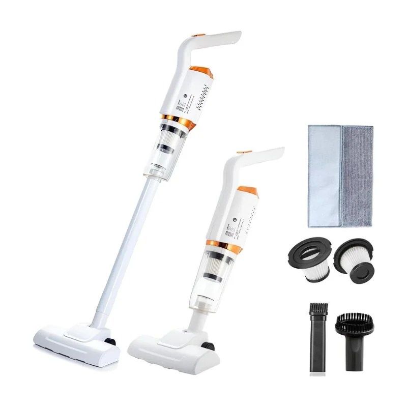 Wireless vacuum cleaner  (rechargeable, short length use option or extended to 105cm long, 4 brush options, high suction pressure of 7500Pa)