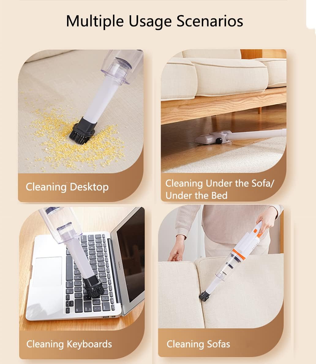 Wireless vacuum cleaner  (rechargeable, short length use option or extended to 105cm long, 4 brush options, high suction pressure of 7500Pa)