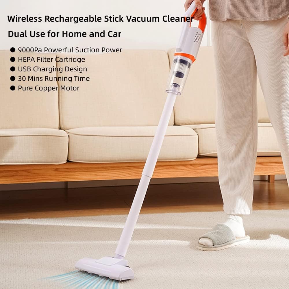 Wireless vacuum cleaner  (rechargeable, short length use option or extended to 105cm long, 4 brush options, high suction pressure of 7500Pa)