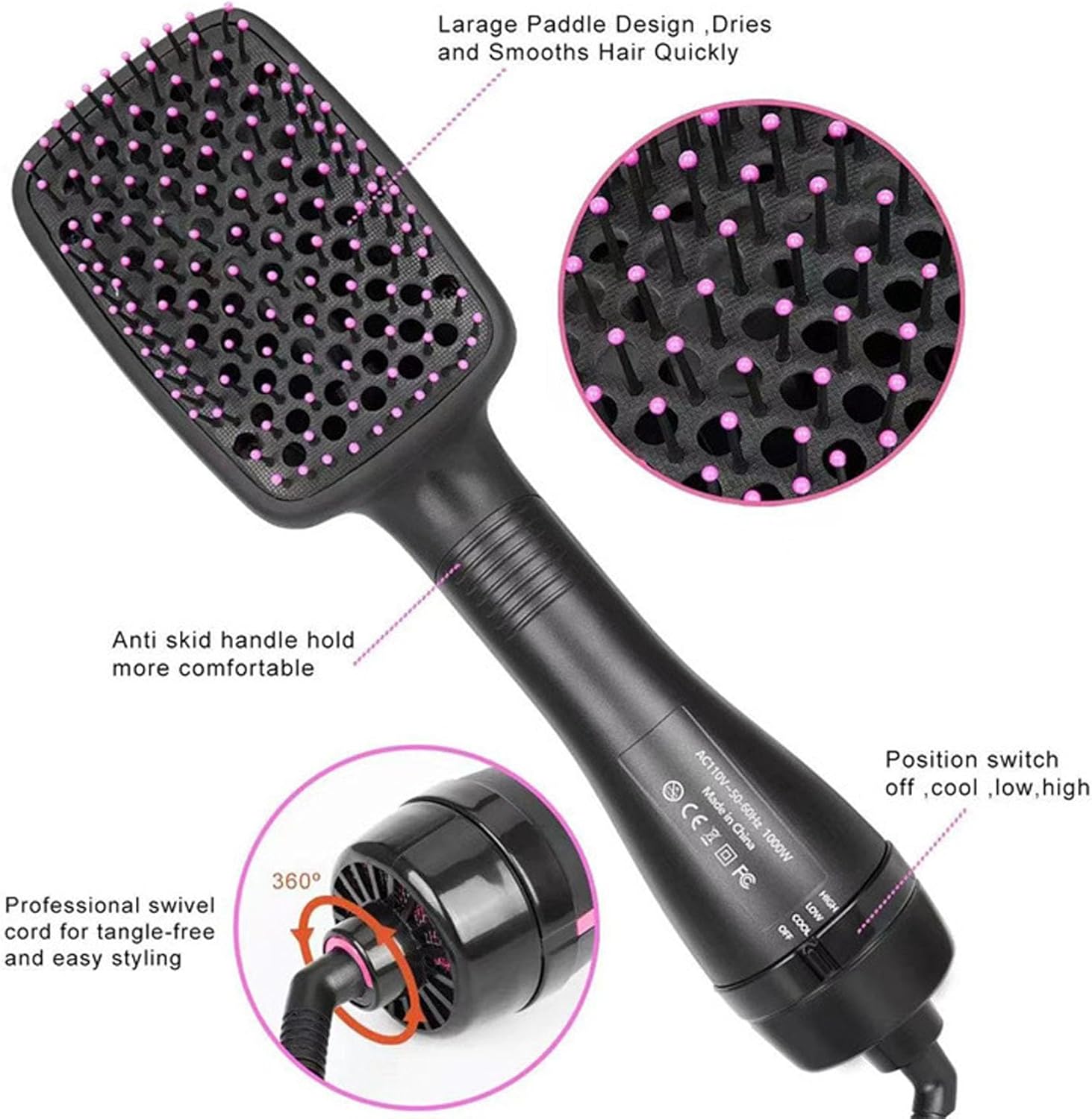 Comfort Comb Design Multifunctional Hair Dryer, 2 in 1 Hair Dryer Brush & Straightener Brush, 2-in-1 Straight Hair Comb, Fast Drying Hair Styling Tool
