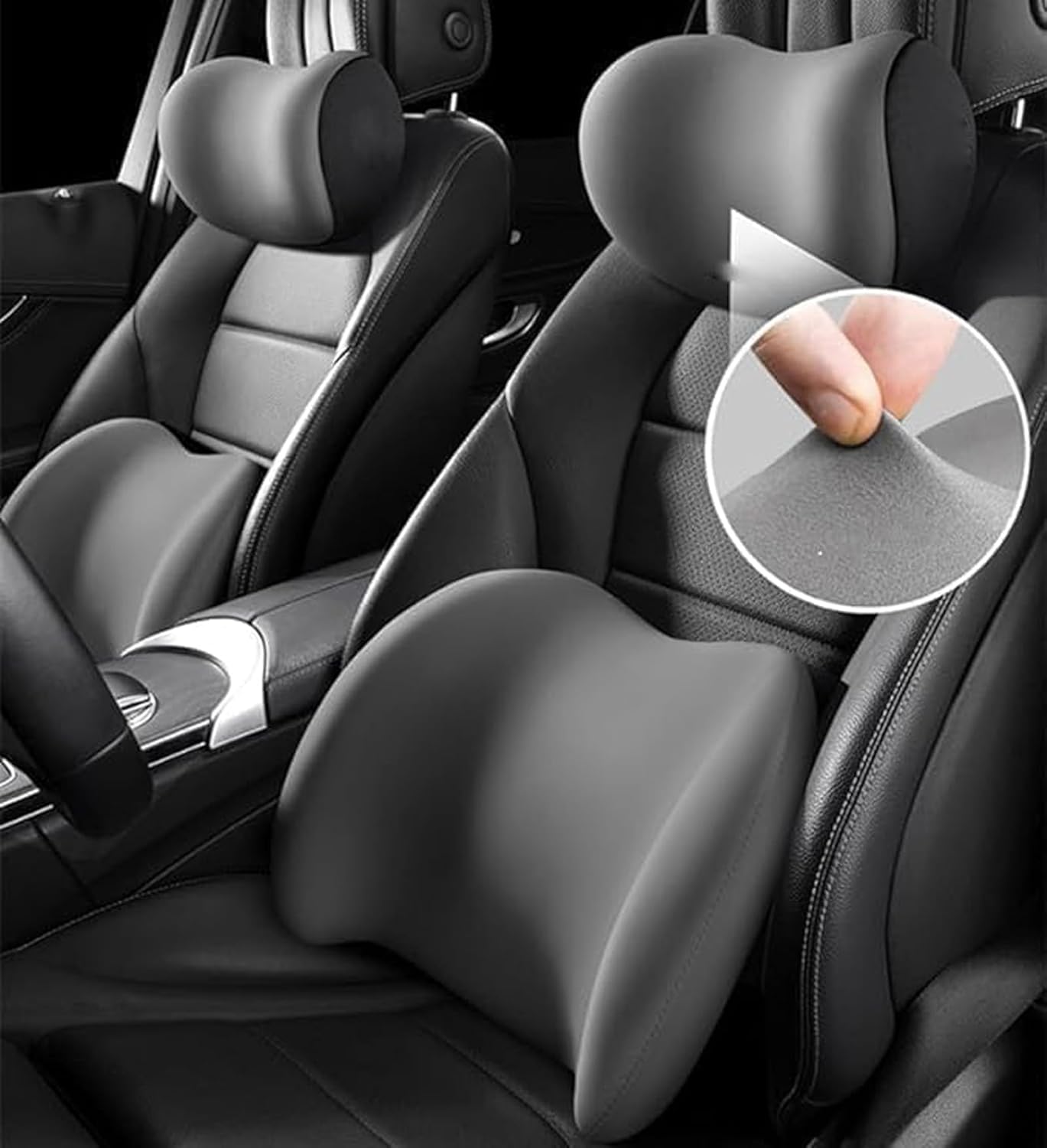 Car Lumbar Support Pillow Neck Pillow Set for, Softness Cushion Neck Back Pain Relief Seat Accessories