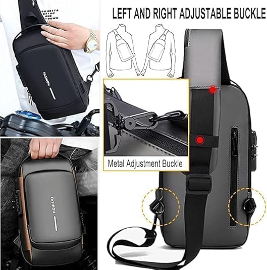 Men's Sling Shoulder Backpack, Anti-theft Chest Bag Waterproof Shoulder Crossbody Bag, Lightweight One Strap Sling Bag with USB Charging Port for Hiking Cycling Travelling Outdoor