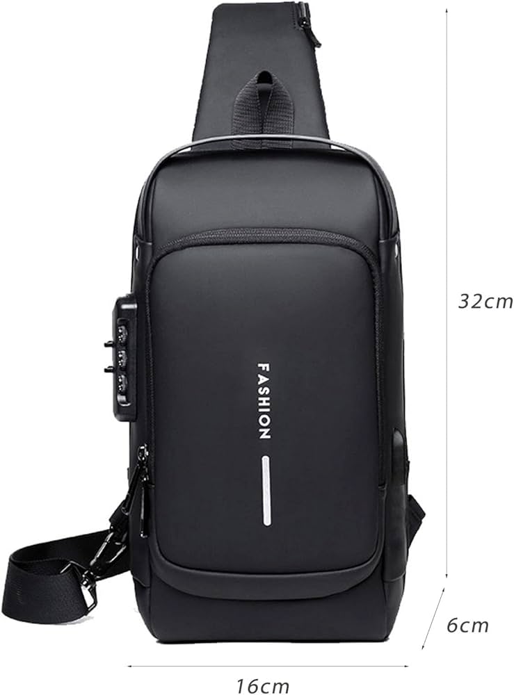 Men's Sling Shoulder Backpack, Anti-theft Chest Bag Waterproof Shoulder Crossbody Bag, Lightweight One Strap Sling Bag with USB Charging Port for Hiking Cycling Travelling Outdoor