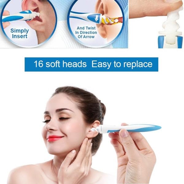 Smart Swab Silicone Easy Earwax Removal with 16 Replacement Disposable Soft Tips/Ear Wax